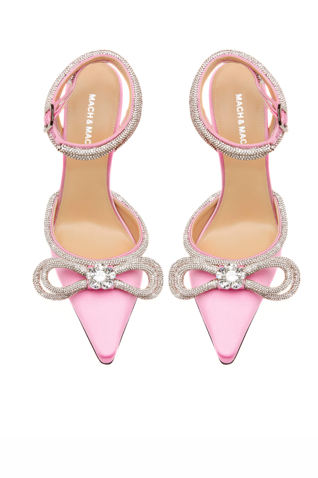 Mach & Mach Pink Double Bow Satin Pumps