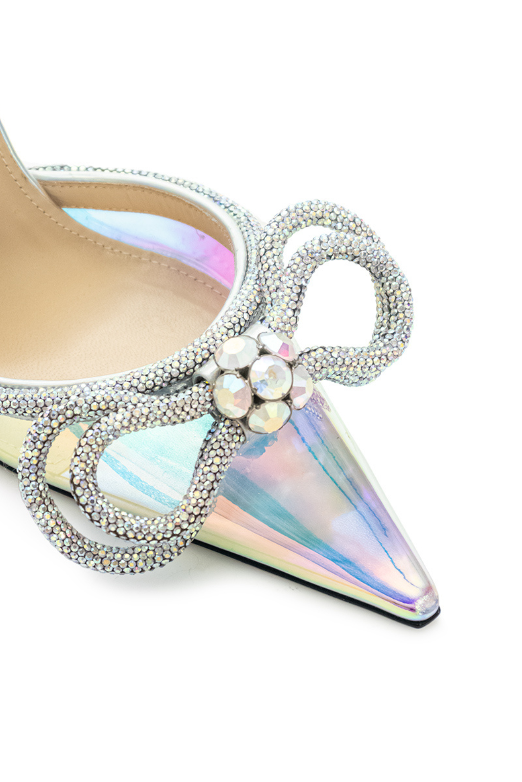 Mach &amp; Mach Double Bow Swarovski Crystal 10cm Holographic Heels