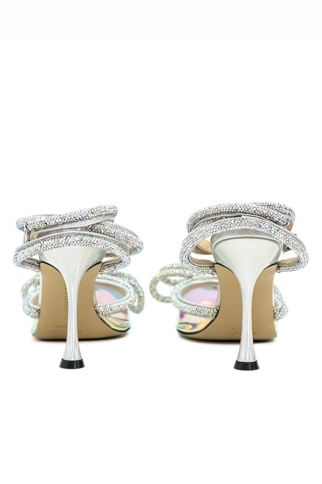 Mach &amp; Mach Double Bow Swarovski Crystal 10cm Holographic Heels