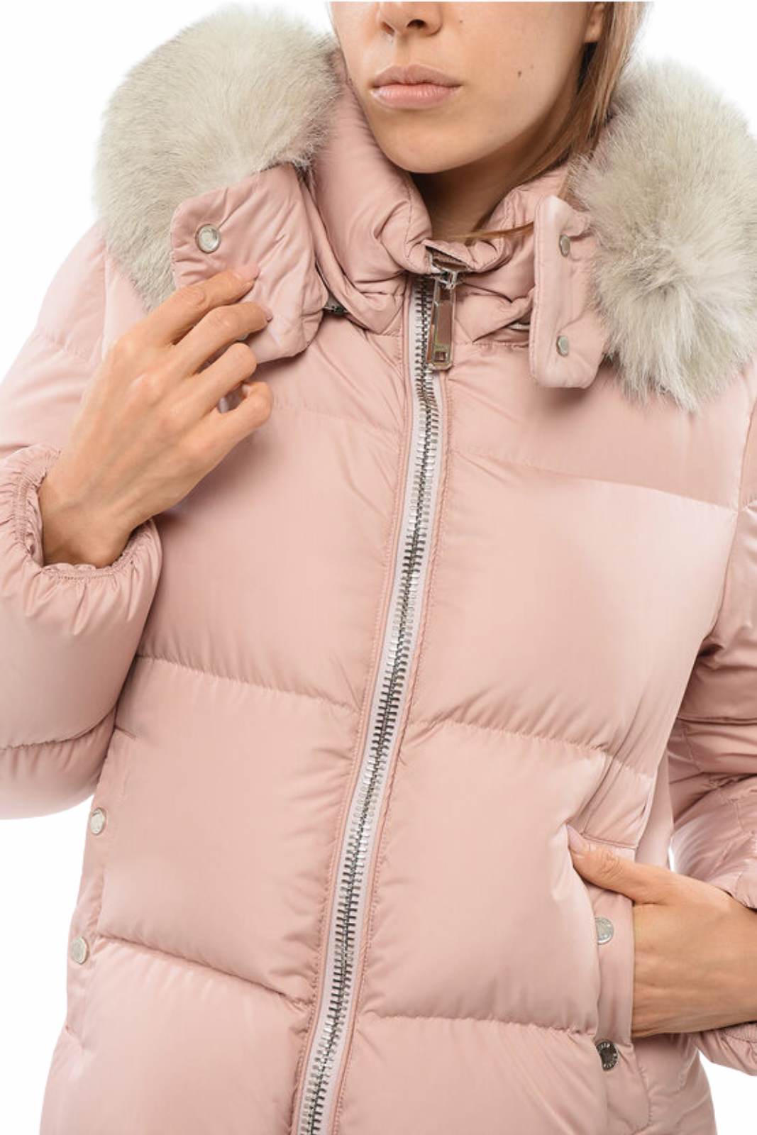 Moorer Down Marylin Jacket with Removable Fur Hood pink