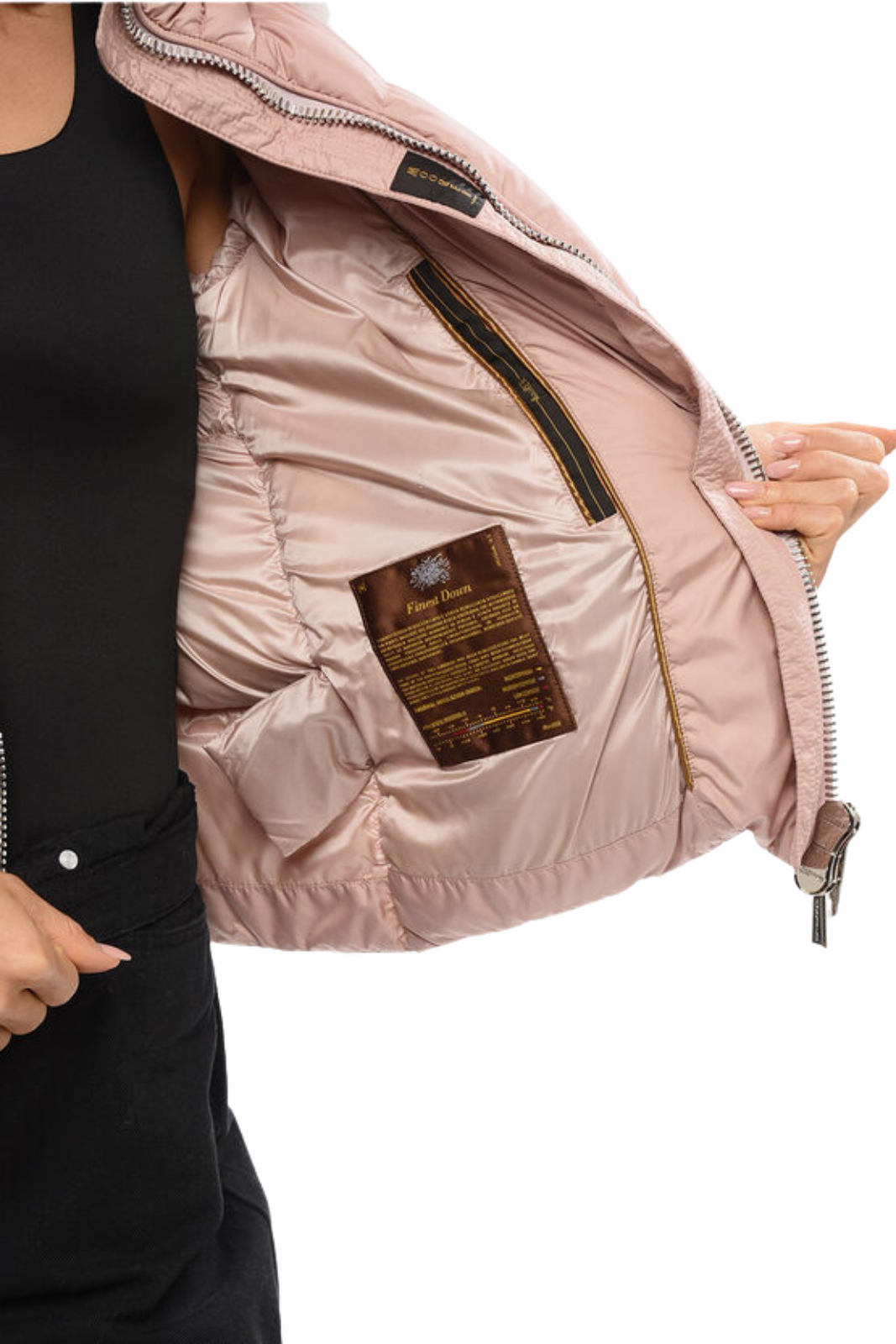 Moorer Down Marylin Jacket with Removable Fur Hood pink