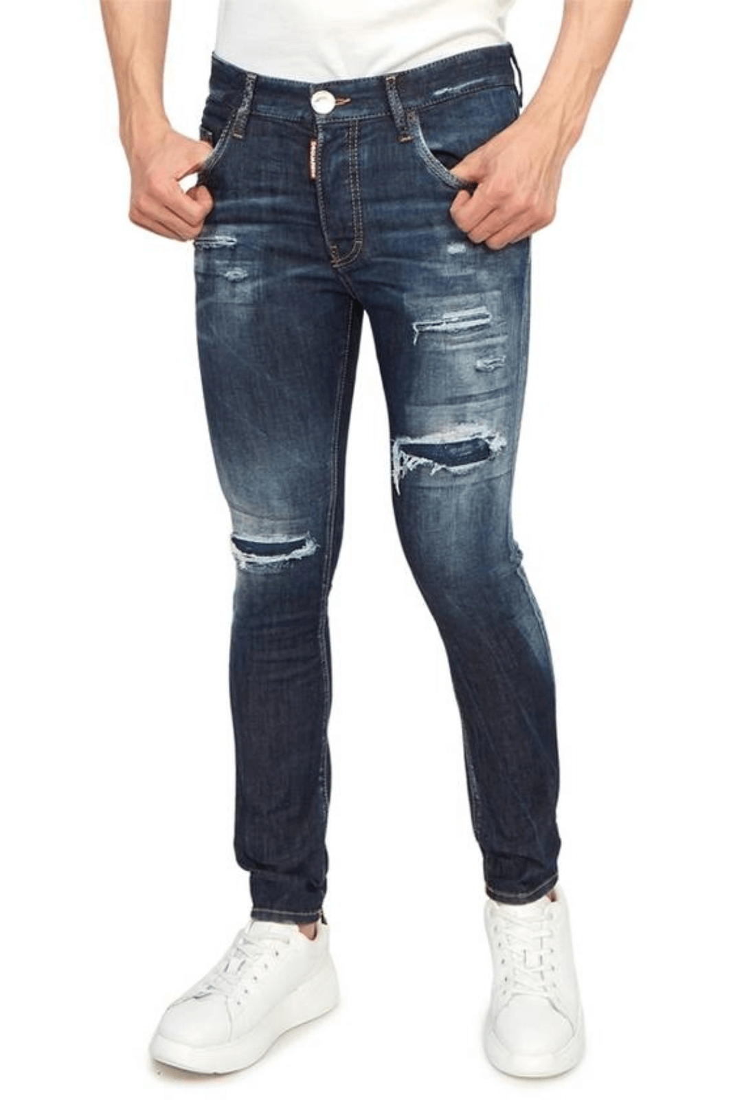 Сини дънки Dsquared2 Distressed Tapered