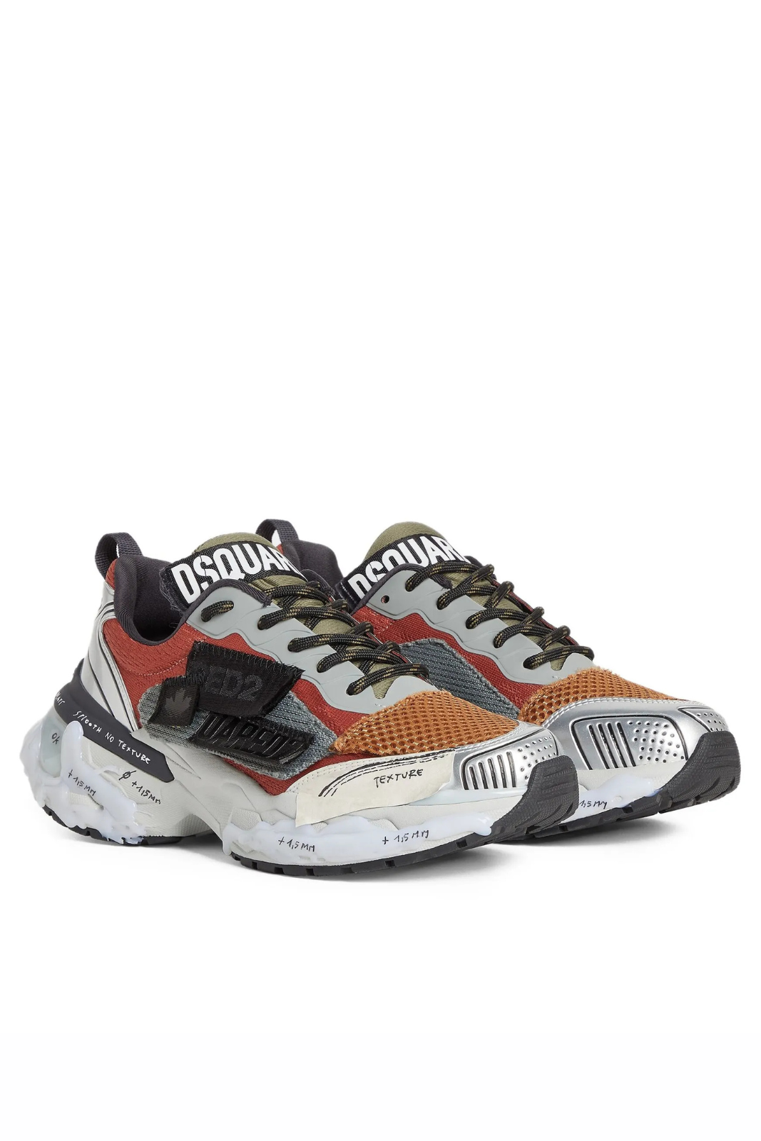 Ниски маратонки Dsquared2 Dash, бели, сини, червени
