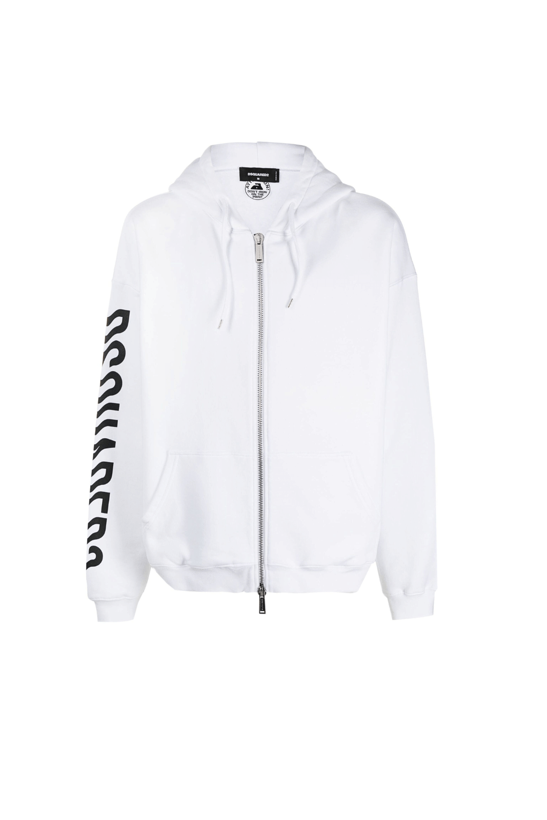 Бял суичър с цип и лого на Dsquared2