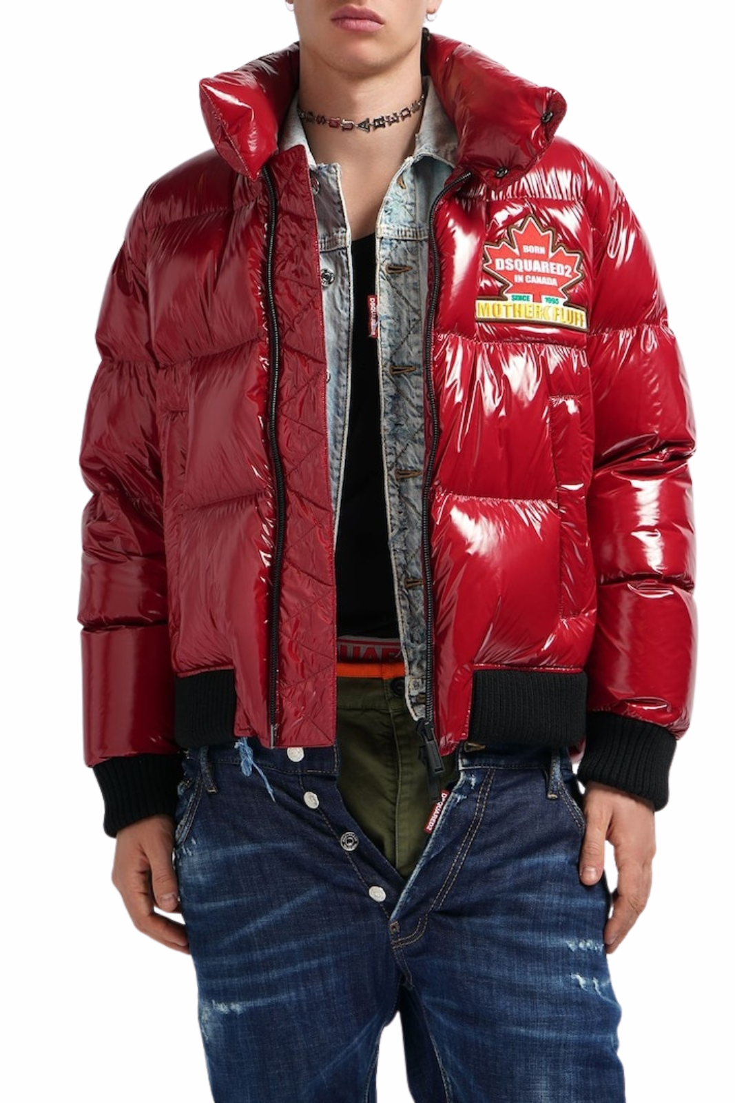 Dsquared2 Canada Shiny nylon puffer Red jacket
