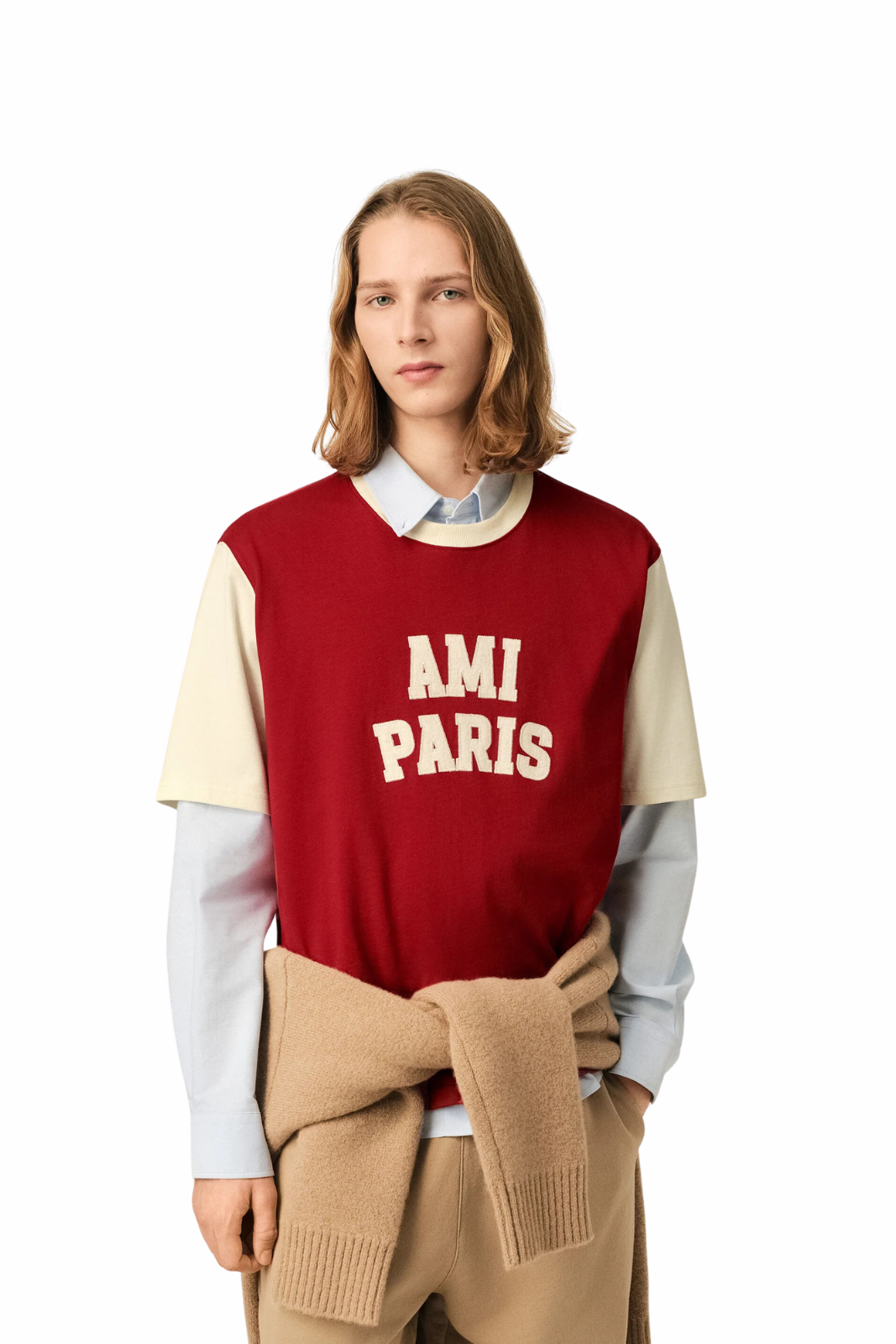 Ami Paris Red cotton t-shirt with Ami Paris embroidery