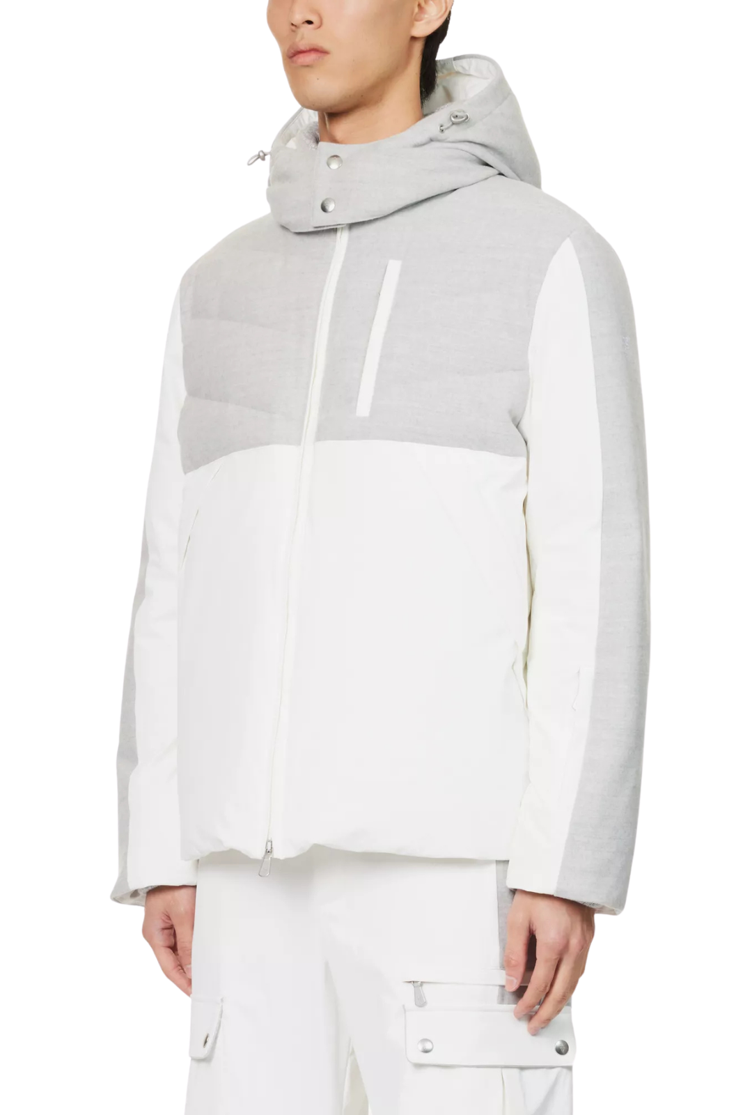 Eleventy Ski Snow hooded shell jacket White Grey