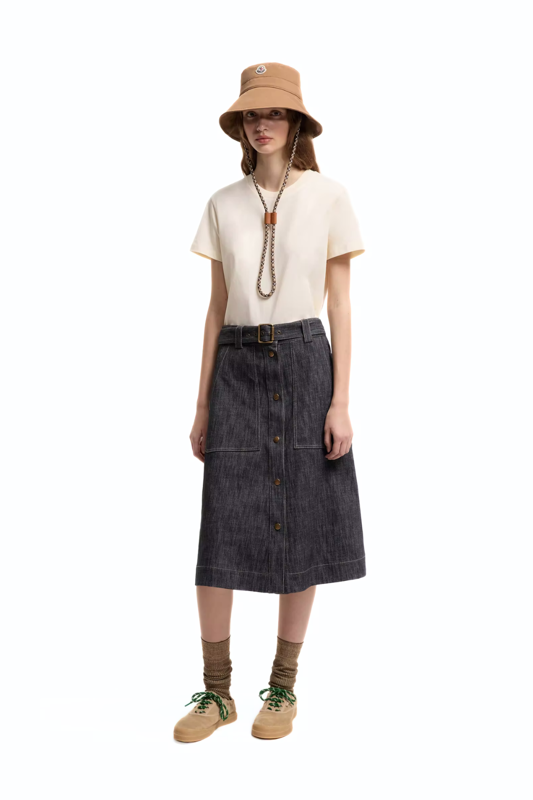 Дамска тениска с кръгло деколте Moncler, черна