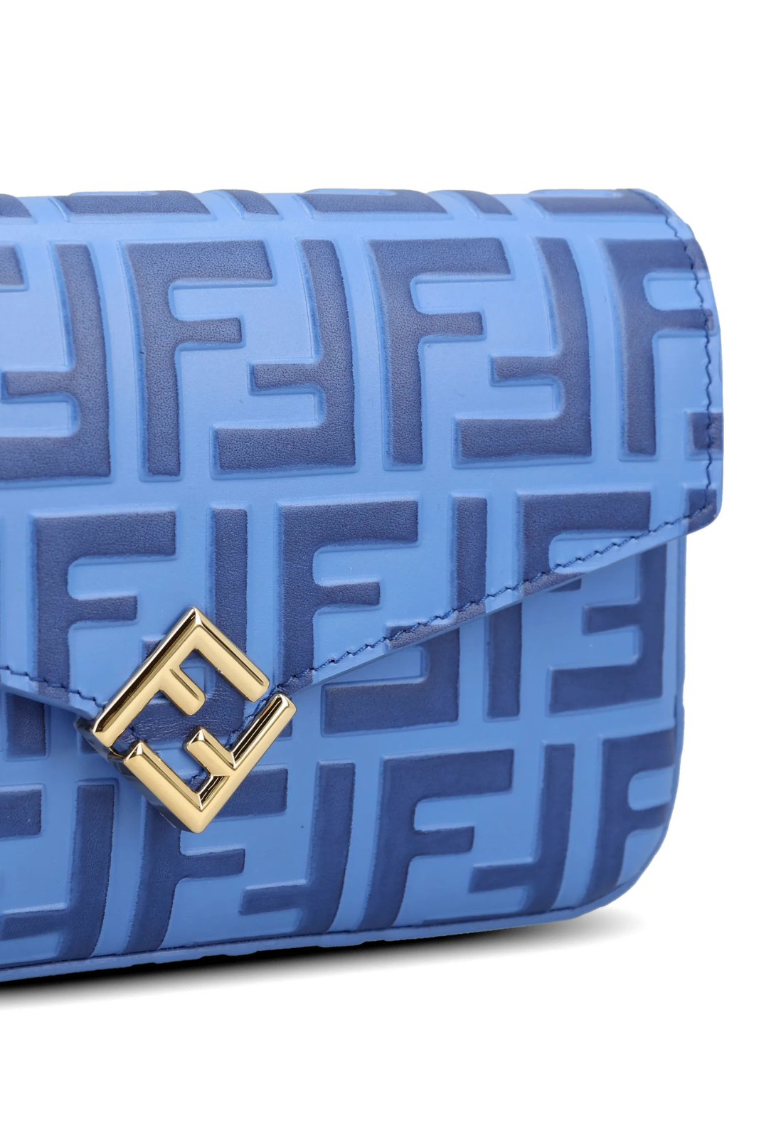Fendi FF Diamonds Embossed Chain Wallet Blue