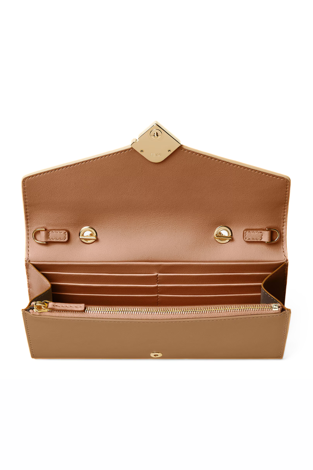 Fendi FF Diamonds Wallet On Chain Sellier brown leather wallet