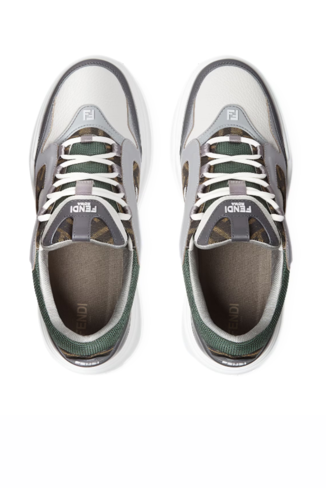 Fendi Force Trainers White gray leather low-tops Man Sneakers