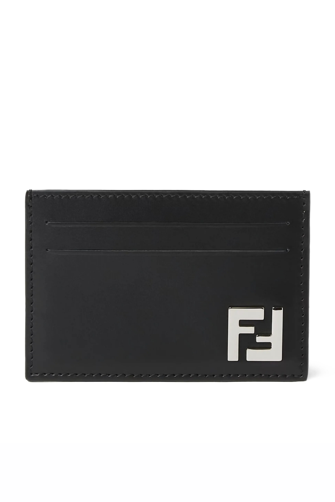 Fendi logo-plaque leather cardholder Black