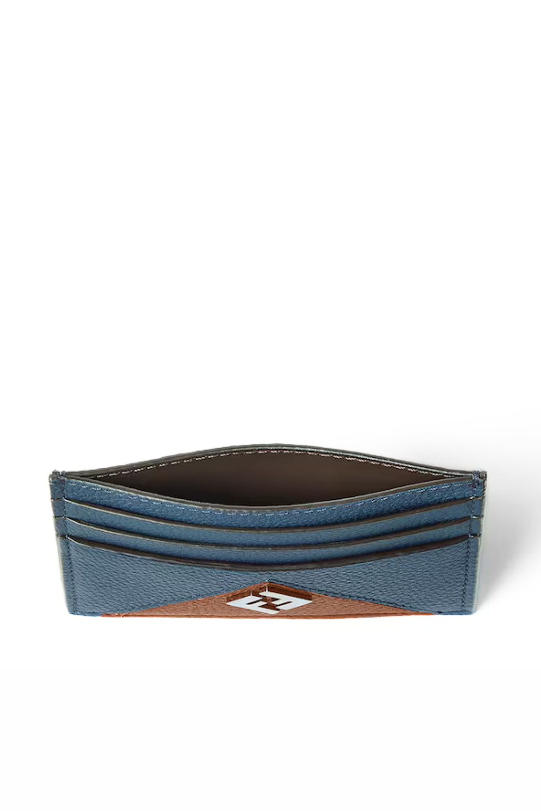 Fendi Lui Card Holder Blue and sellier brown leather card case