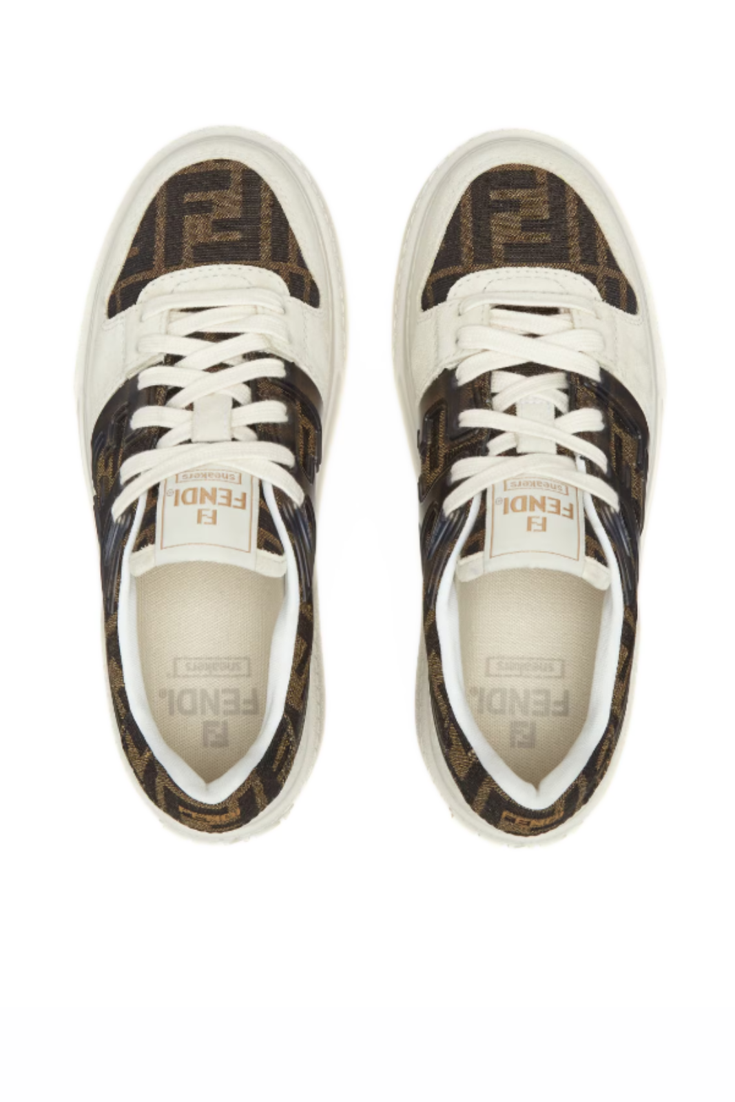 Fendi Match Canvas brown and white suede platform low-tops