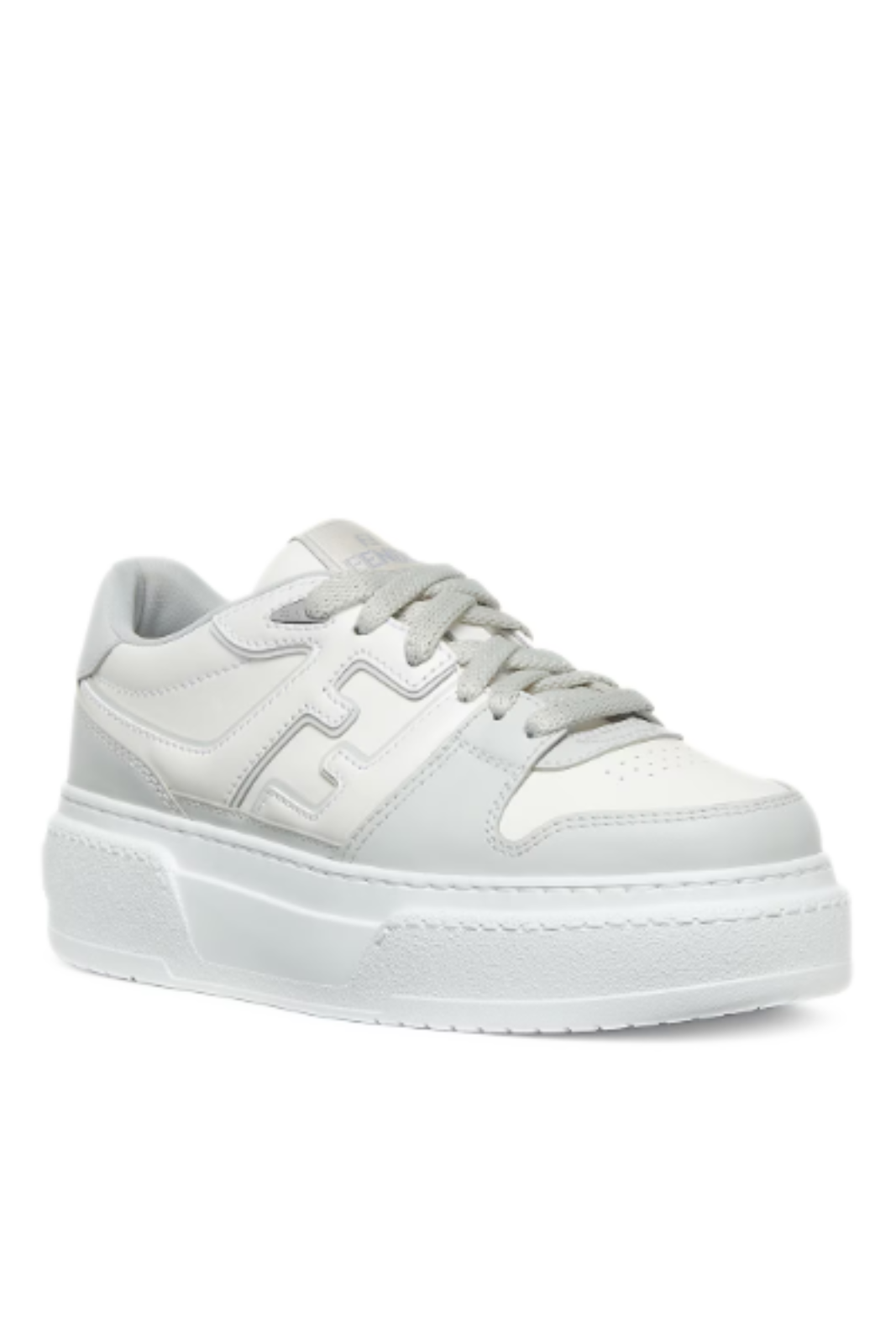 Ниски кожени кецове на платформа Fendi Match Grey