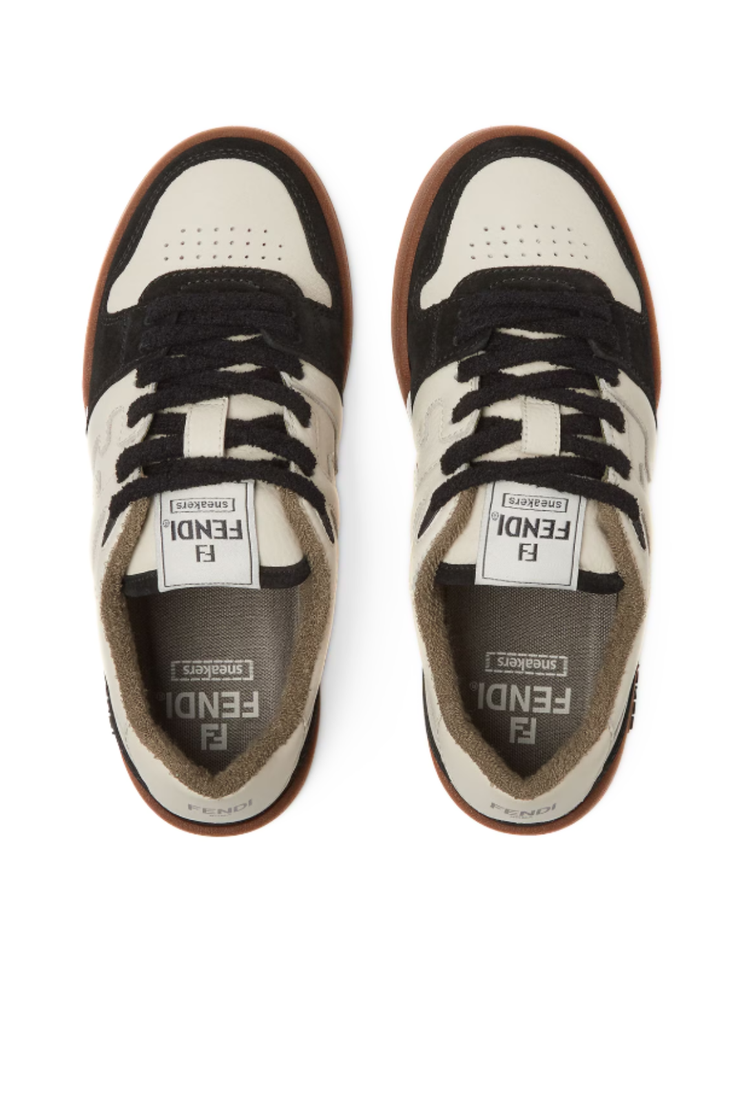 Fendi Match Low tops in White Brown Black suede