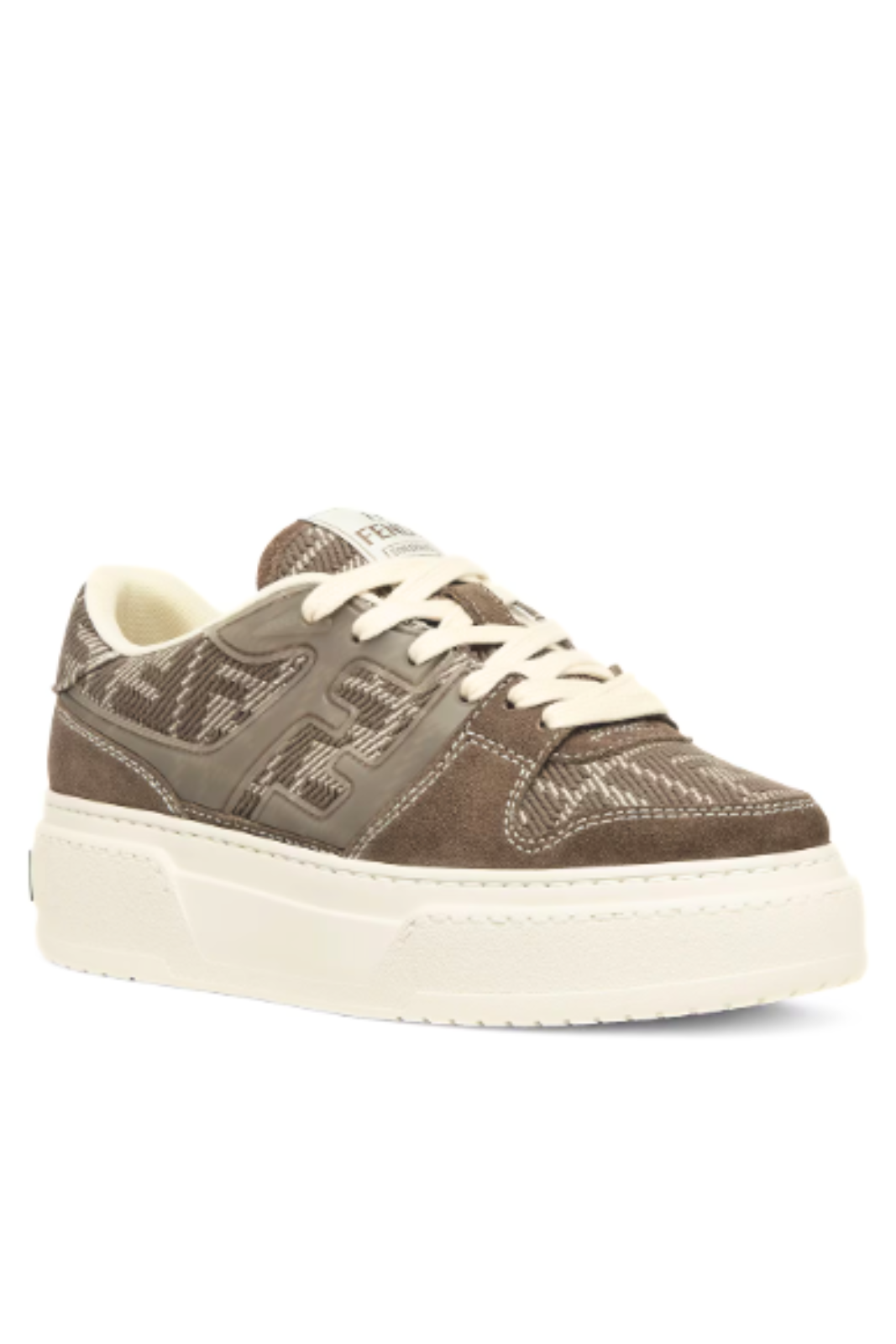 Ниски обувки на платформа от жакард и велур Fendi Match Brown с деним ефект