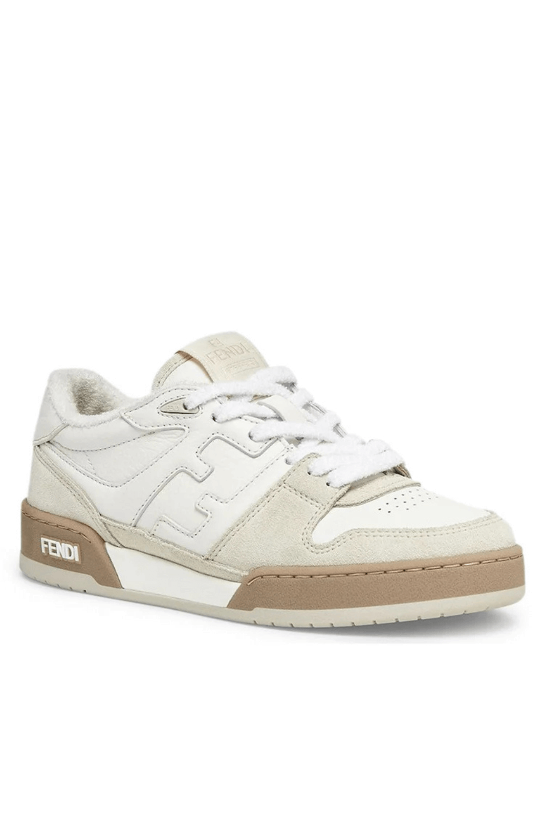 Ниски маратонки Fendi Match, бели, бежови, велурени
