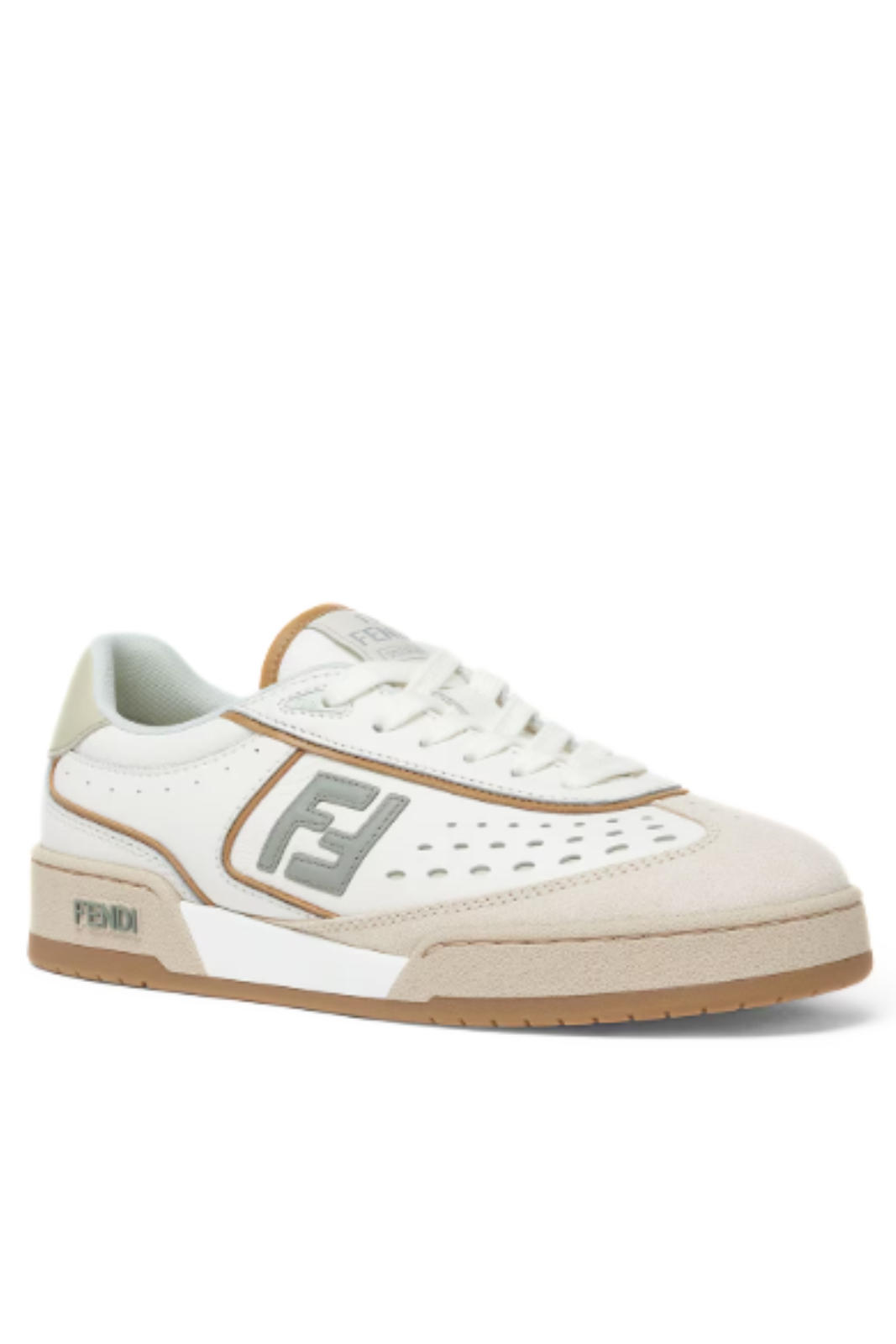 Fendi Match White and brown leather and suede low tops