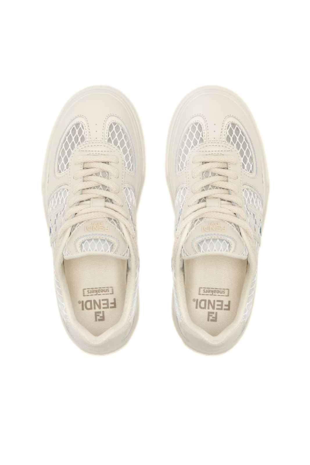 Fendi Match White leather and mesh platform low-tops women