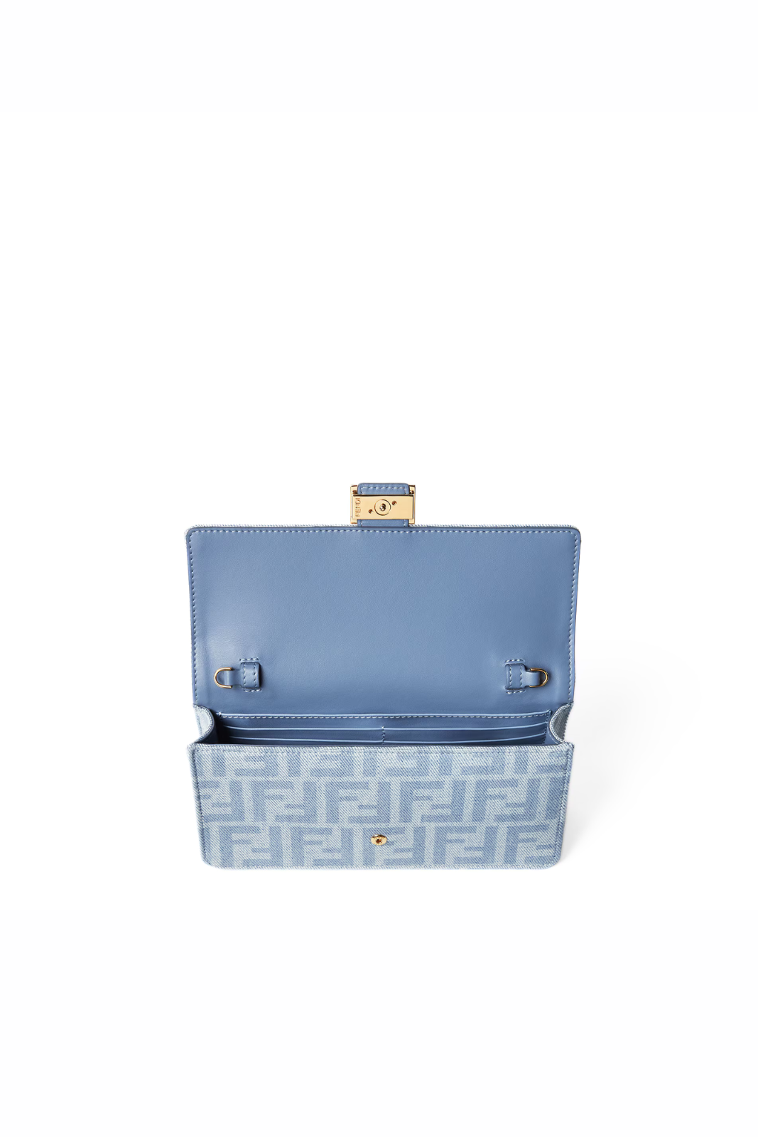 Fendi Wallet On Chain Baguette Light Blue FF Denim
