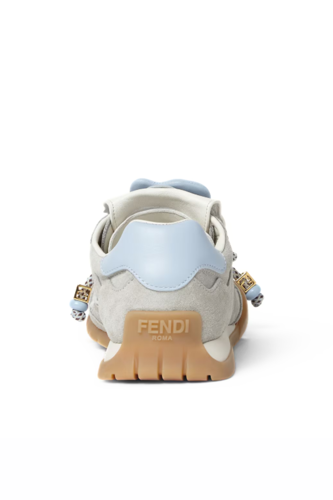 Fendi Wave Pulse Light Grey Fabric and Suede Low-Tops