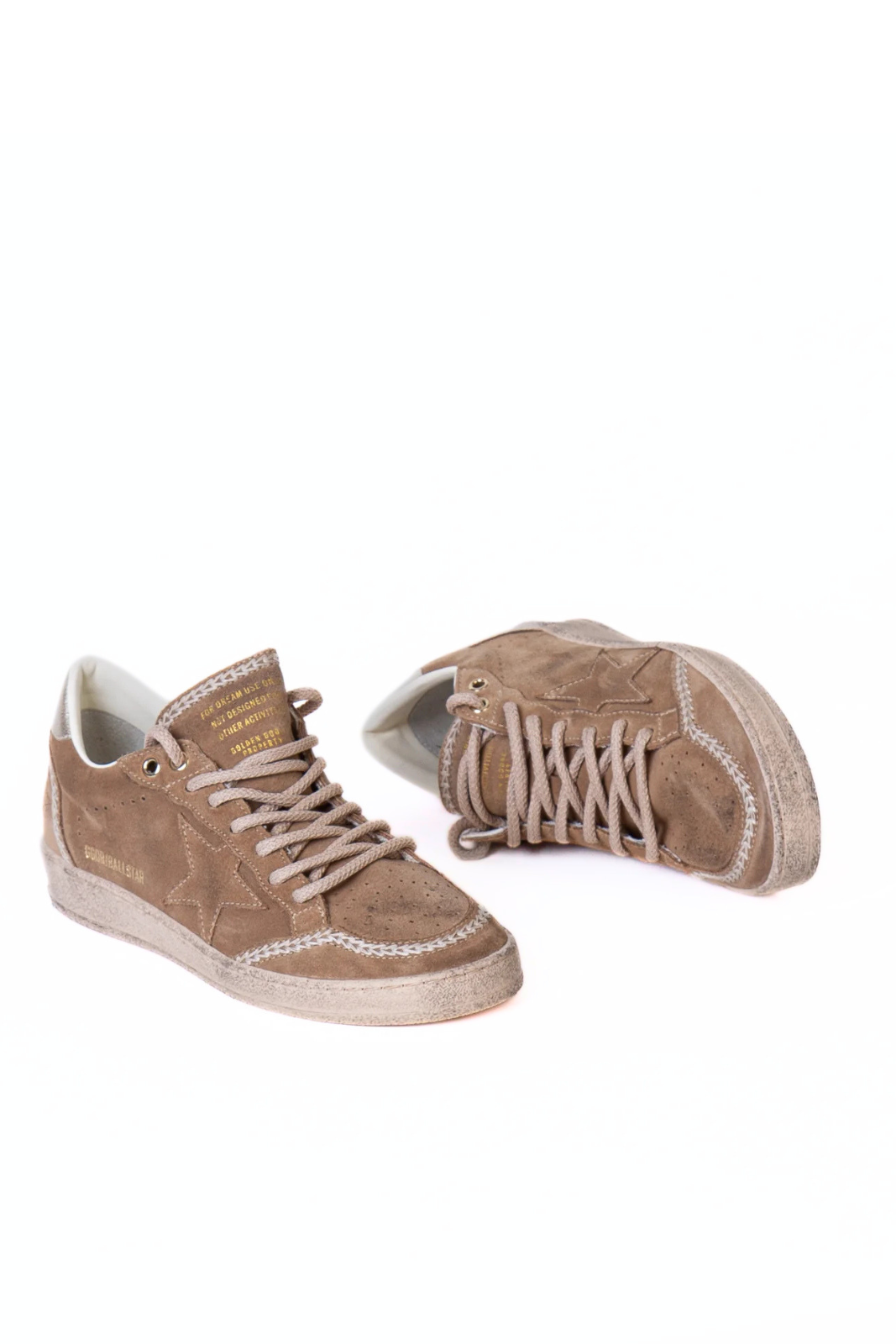 Golden Goose Ballstar Tongue Star and Spur Beige