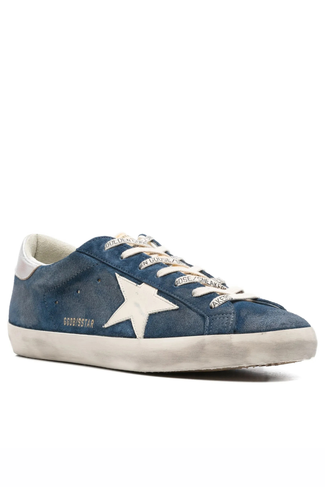 Мъжки кецове Golden Goose Super-Star с велурена звезда и синя лента за ток