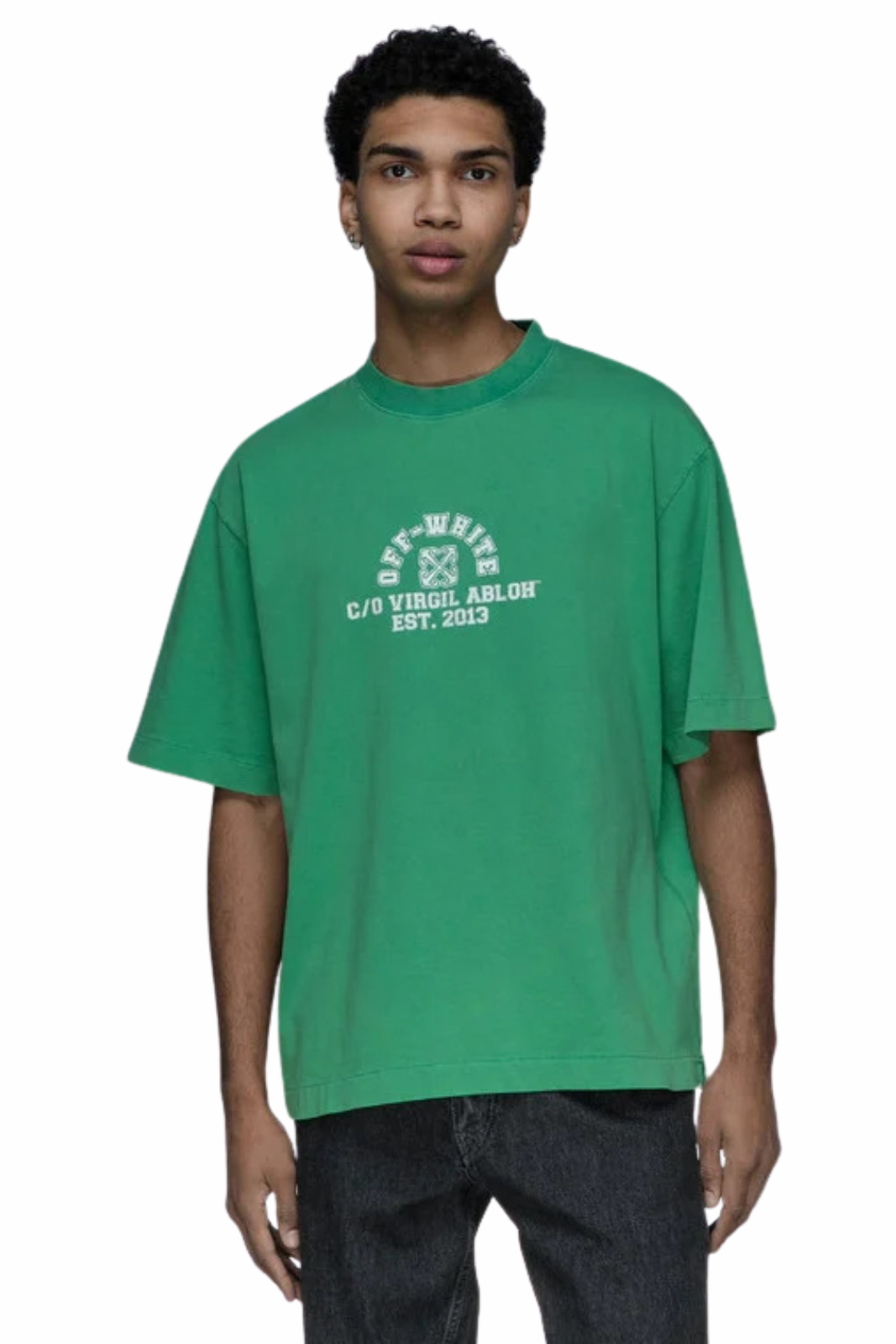 Off-White Logo-Print Cotton Jersey T-Shirt Green