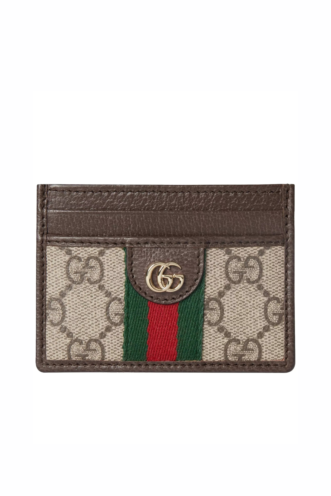 Gucci Ophidia card case beige and dark brown