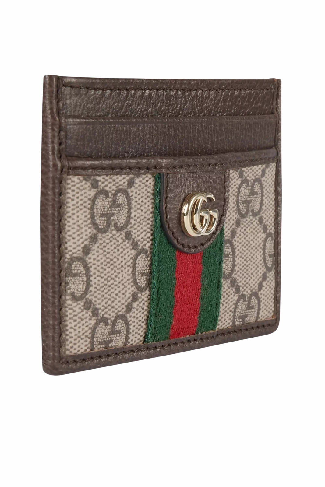 Gucci Ophidia card case beige and dark brown