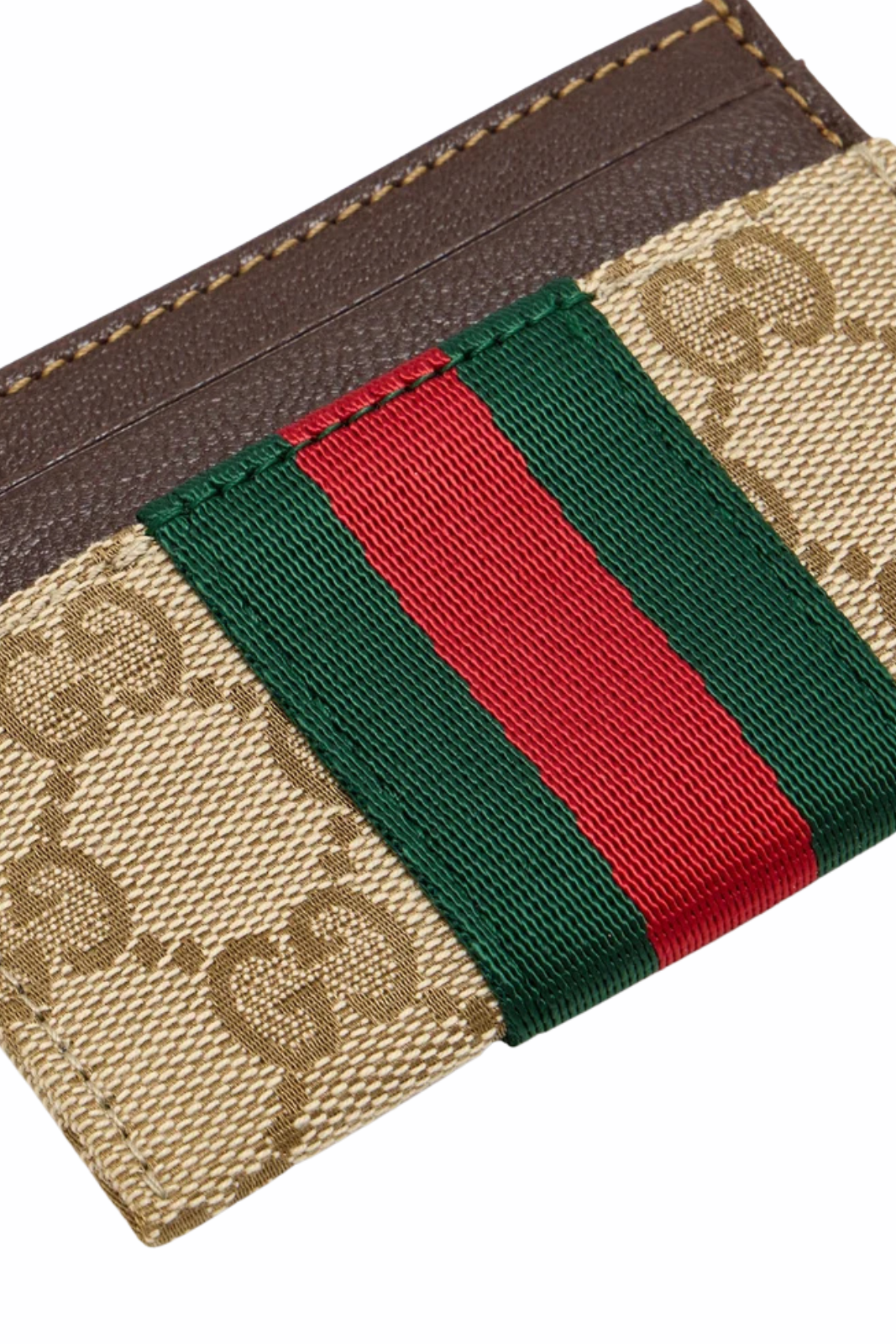 Gucci Card case with Web Beige Brown