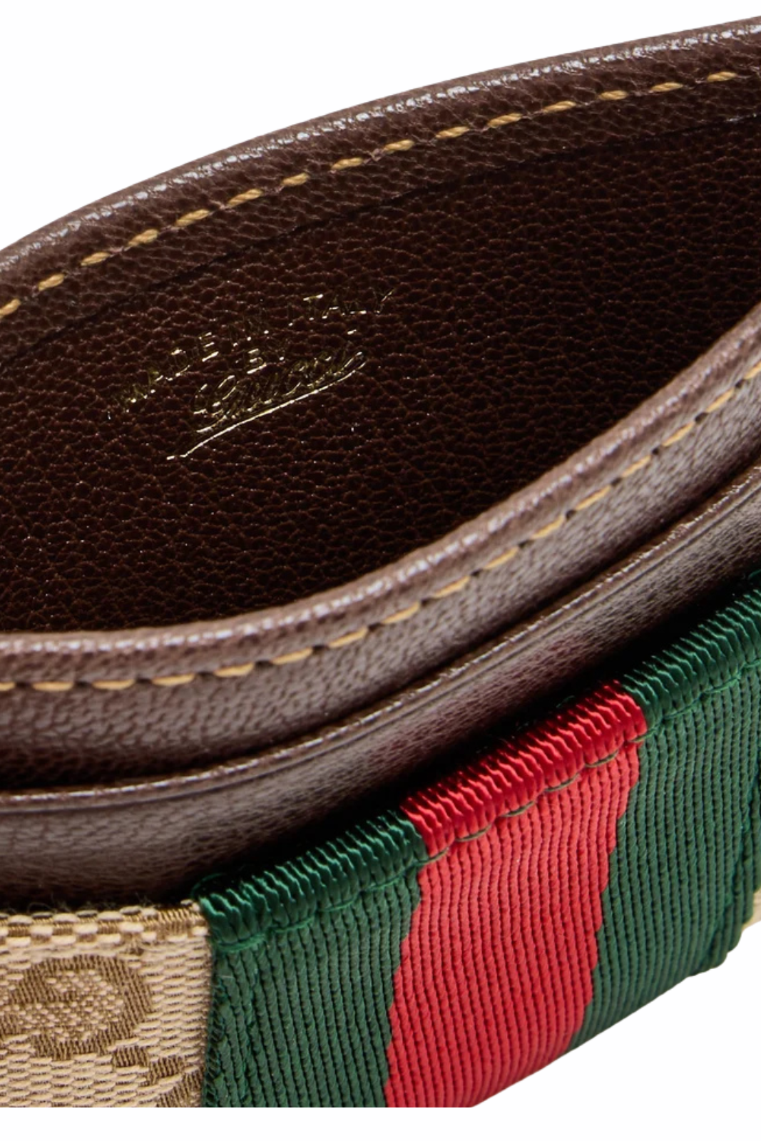 Gucci Card case with Web Beige Brown