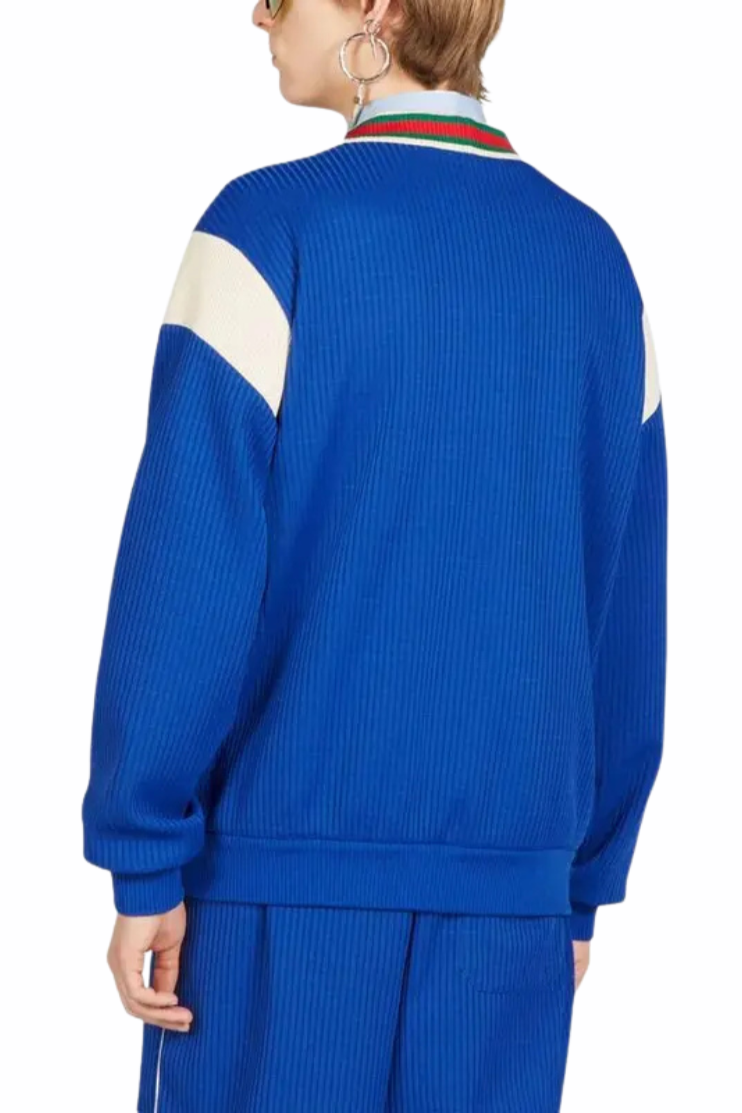 Gucci logo-patch v-neck jacket Blue