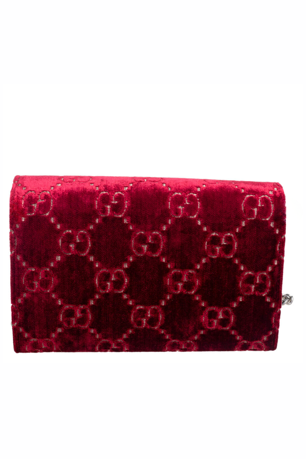 Gucci Red GG Velvet Mini Dionysus Wallet On Chain