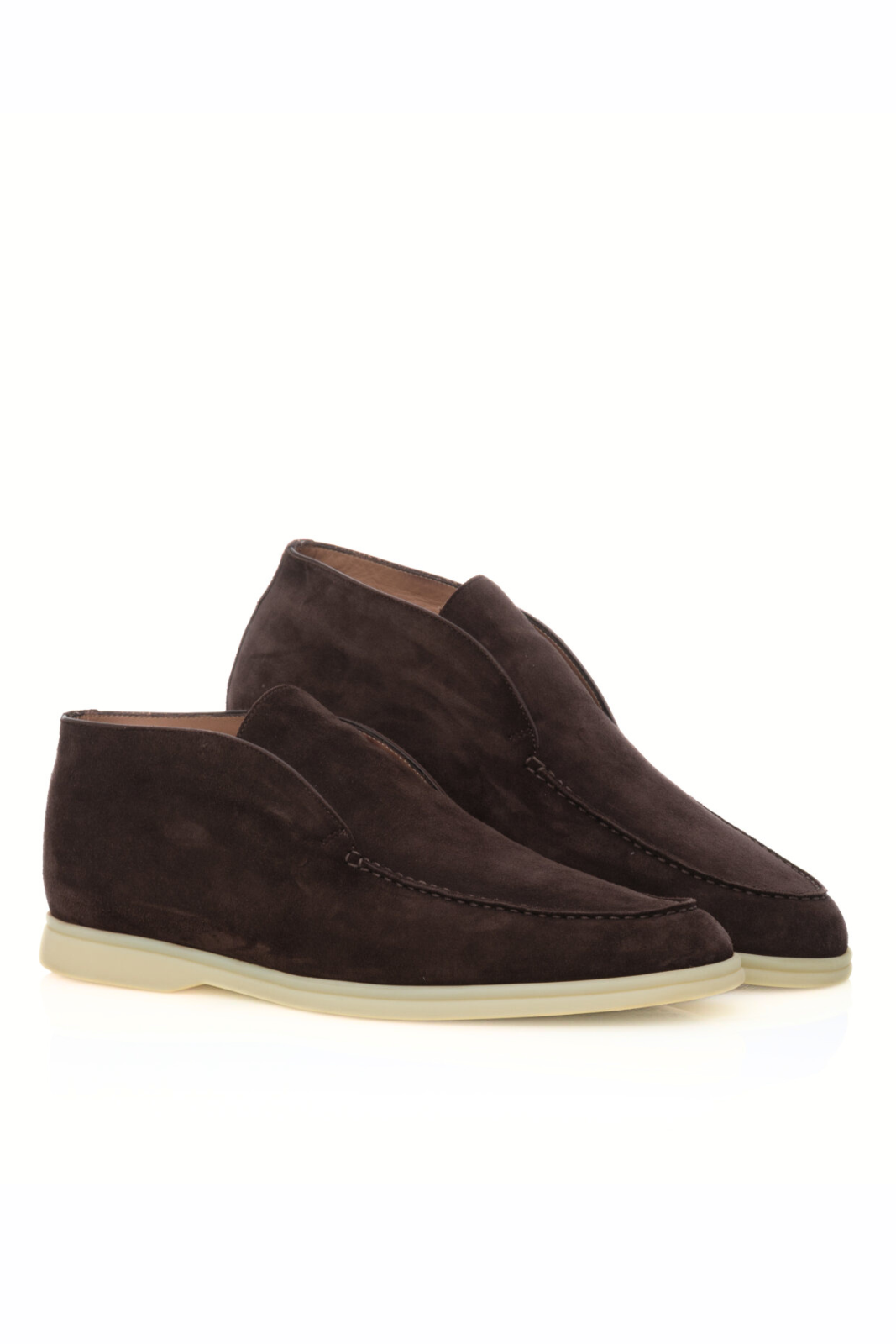 Loro Piana Suede Goatskin Open Walk Ankle Boots Chocolate