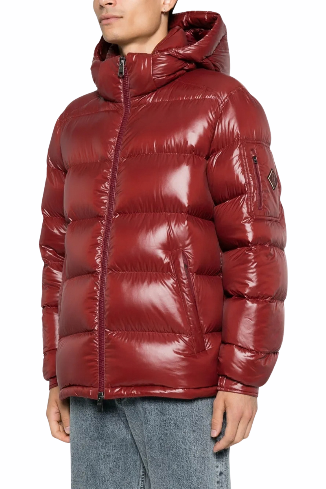 Herno Men's Shiny Down Jacket with Hood Red