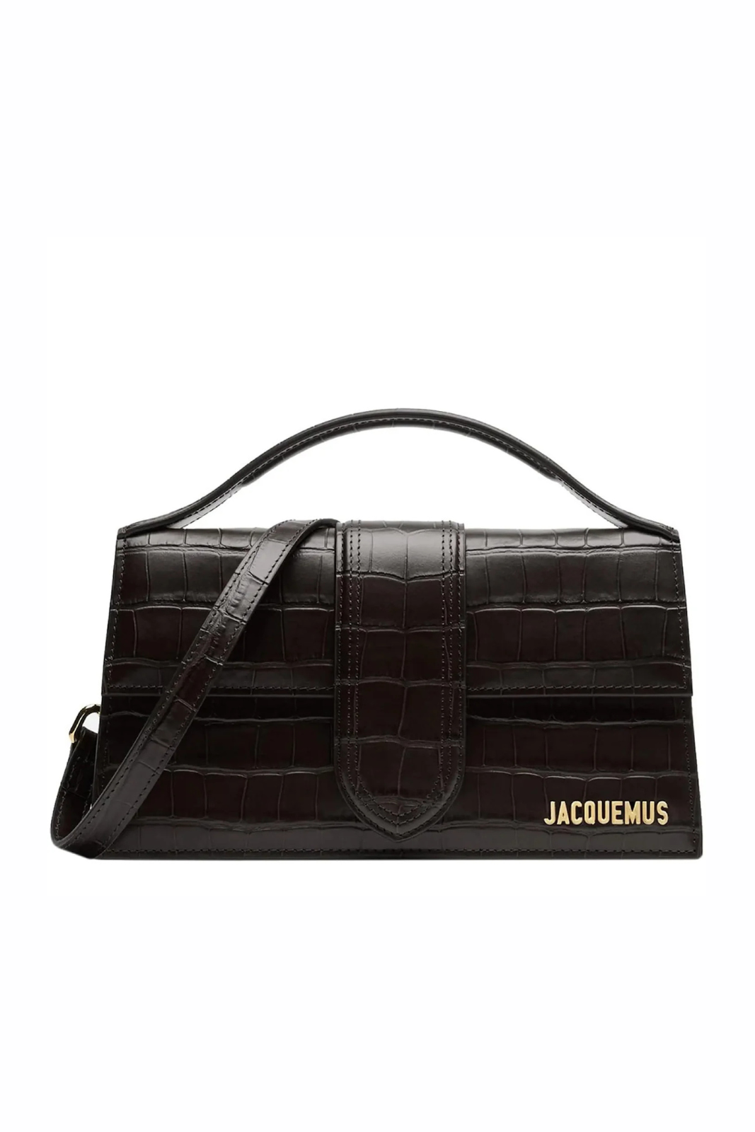 Jacquemus Large Bambino Black Crocodile Crossbody Bag