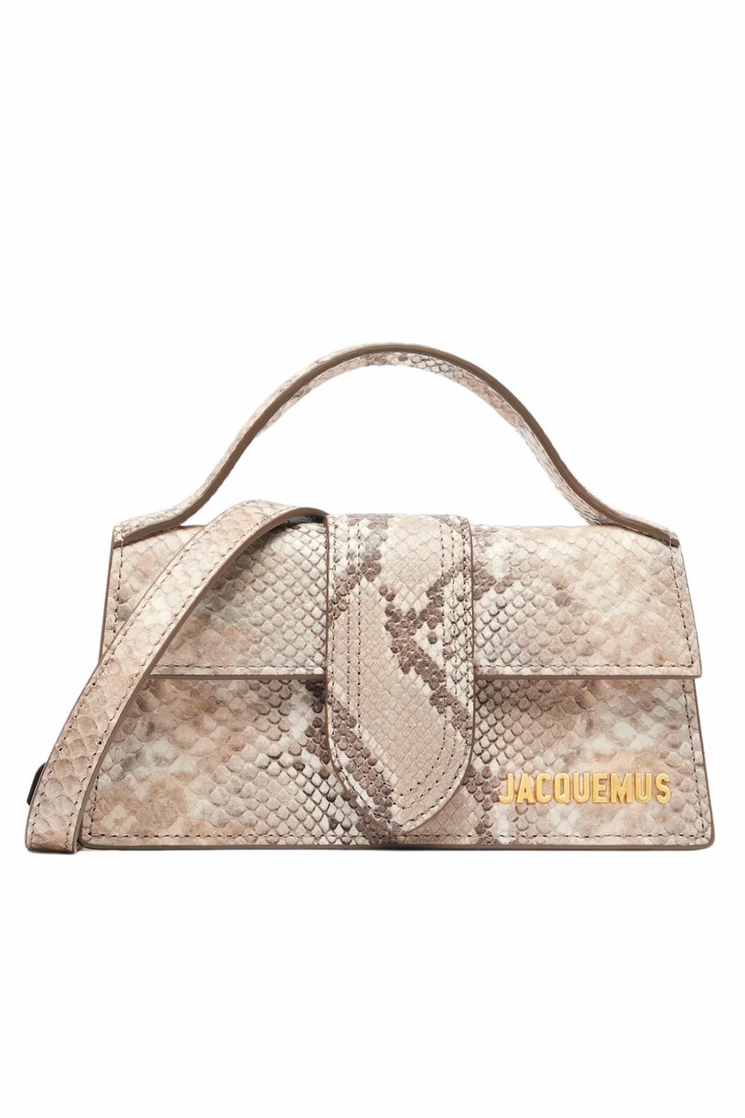 Jacquemus The Big Child Shoulder bag with flap Beige Animal Print Snake