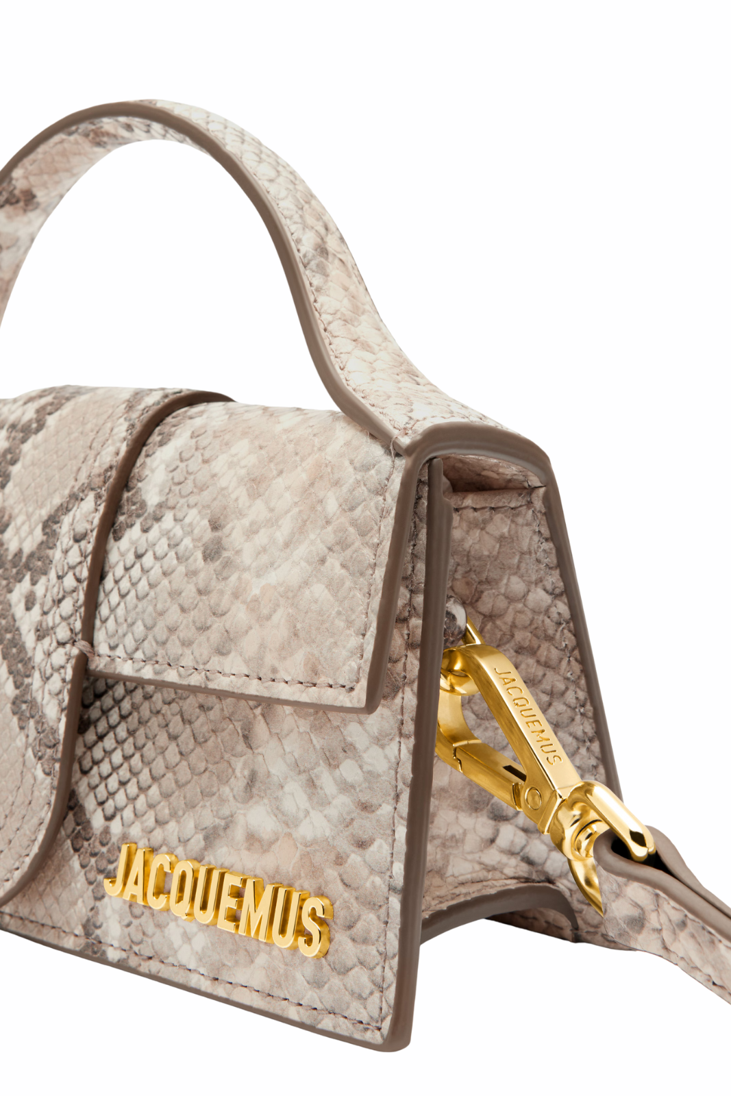 Jacquemus The Big Child Shoulder bag with flap Beige Animal Print Snake