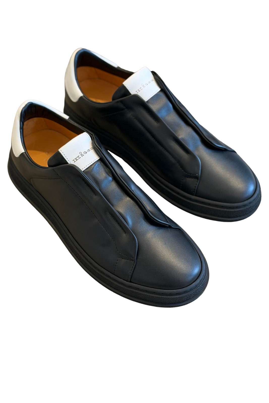 Kiton Men's Leather black White Sneakers