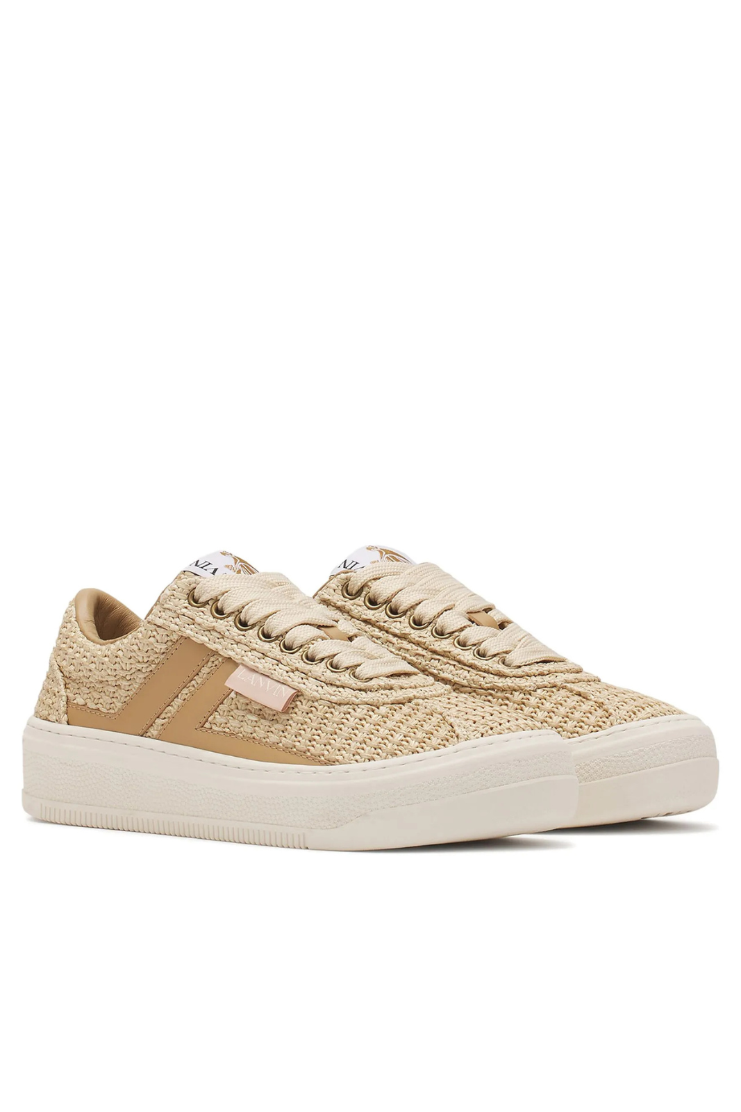 Мъжки кецове Lanvin Cash Raffia, бежови