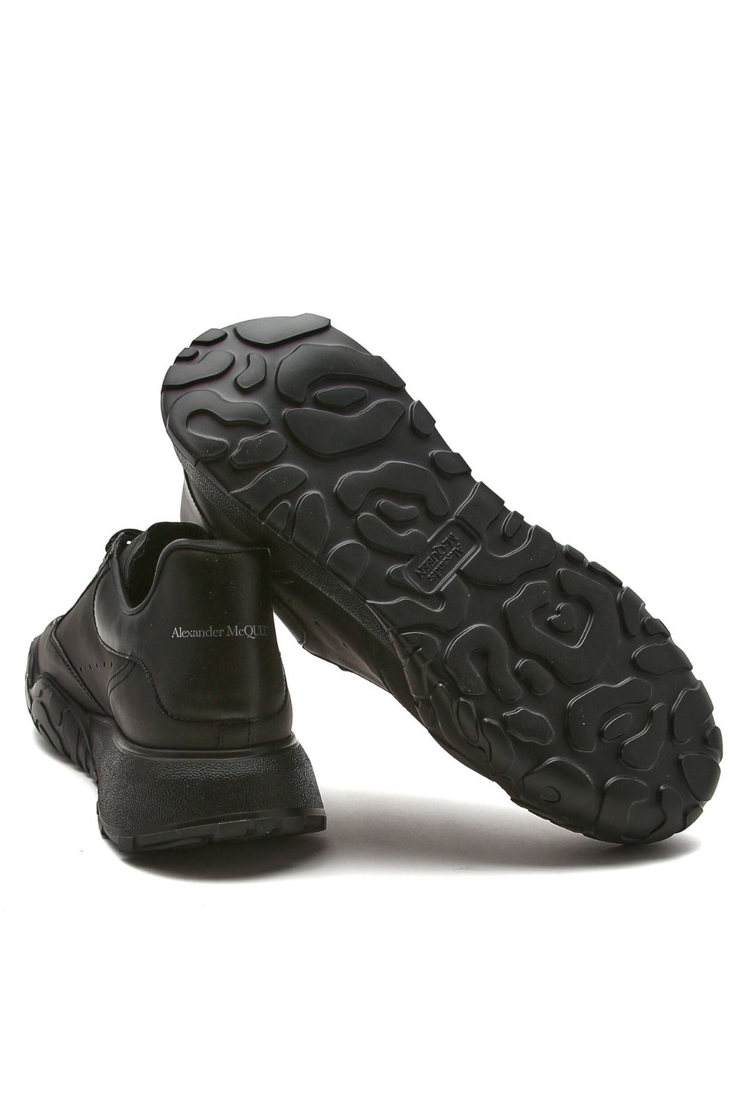 Alexander McQueen Court Exaggerated Sole Leather Sneakers Black