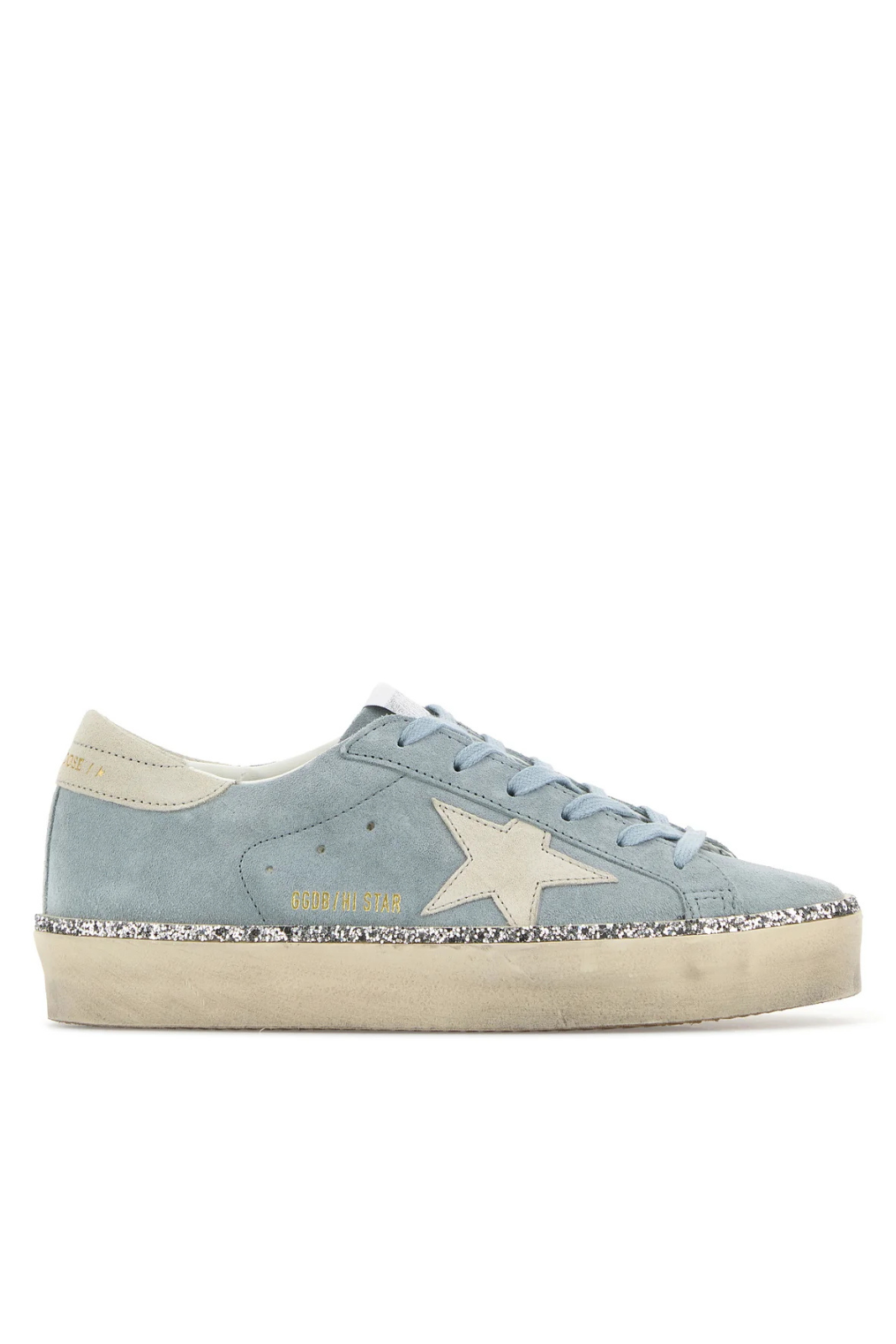 Мъжки кецове Golden Goose Super-Star с велурена звезда и синя лента за ток