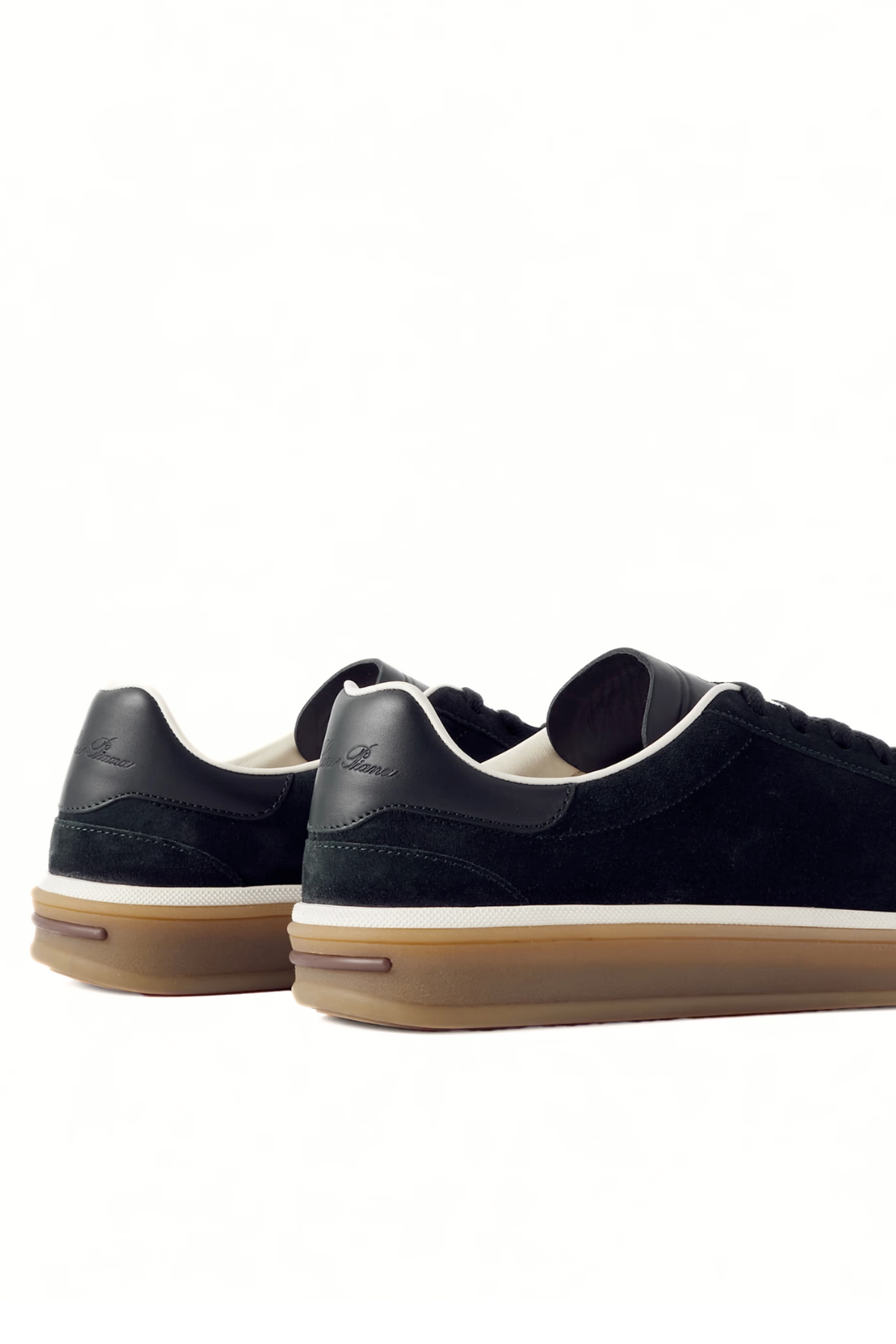 Loro Piana Tennis Walk Leather-Trimmed Suede Sneakers Dark Blue