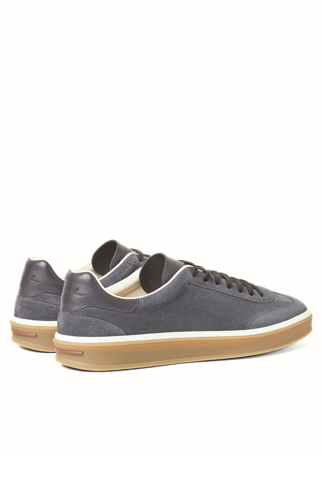 Loro Piana Suede Calf Split Tennis Walk Grey Sneakers
