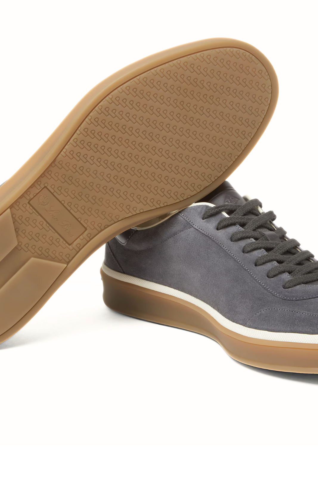 Loro Piana Suede Calf Split Tennis Walk Grey Sneakers