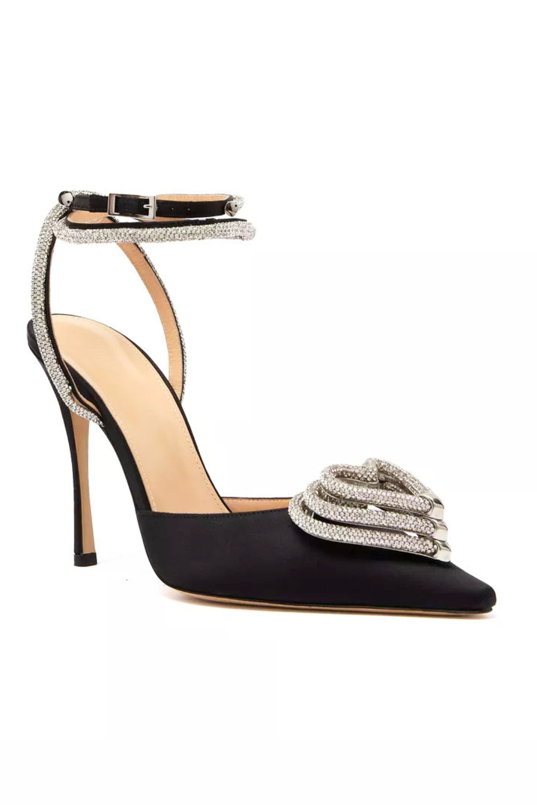 Mach & Mach 110 Triple Heart Crystal-embellished Pumps in Satin