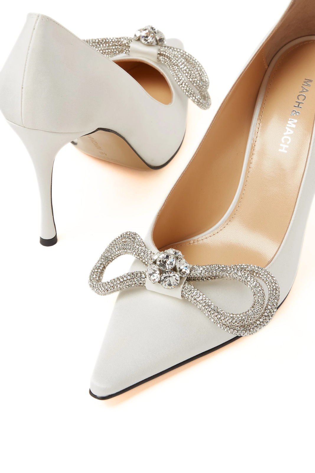 Mach & Mach Double Bow 95 Pumps in Satin White