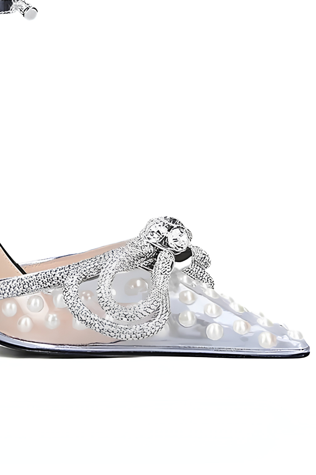 Mach & Mach Silver Double Bow Pumps Mach Glitter Bowties high-heeled Pearls Embellished